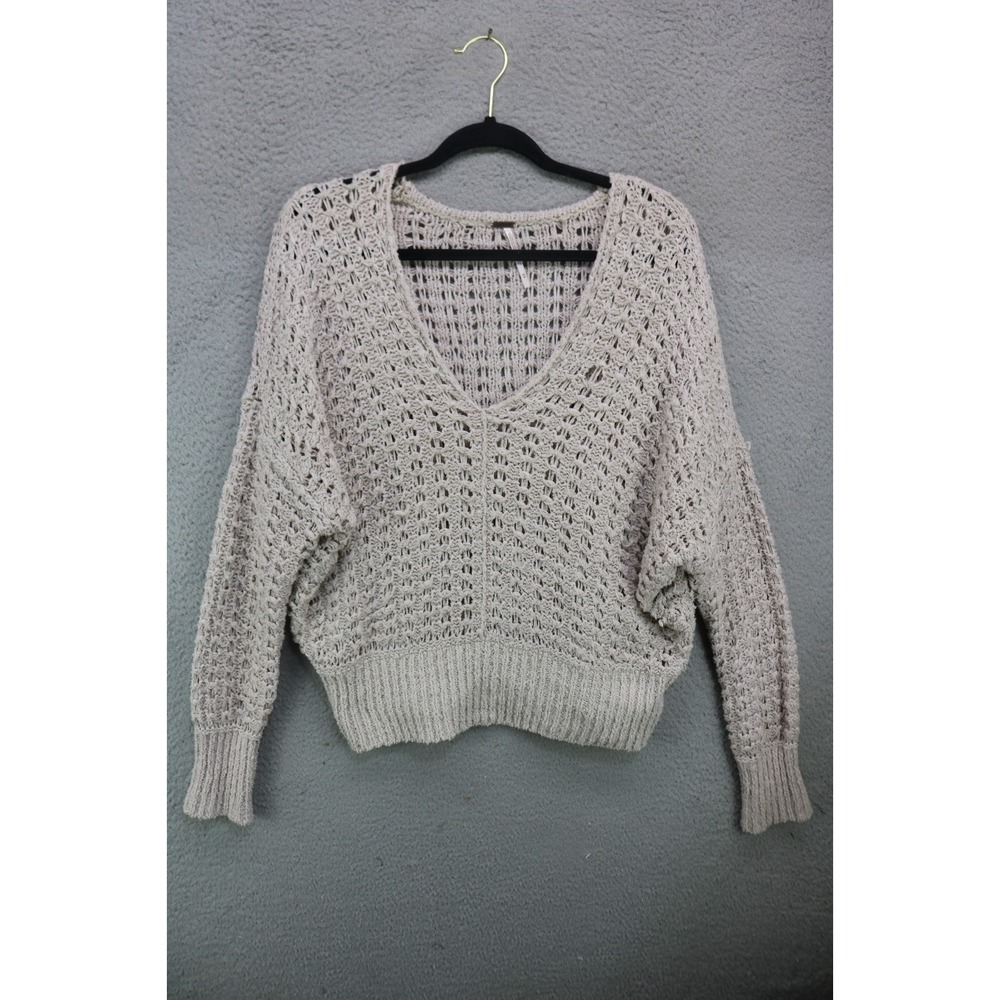 Free People Long Sleeve Open Knit Sweater-Medium-Beachy-BOHO-Hippie